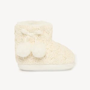 Chaussons fille en tricot à pompons 