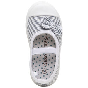 Pelele de tela rayada con hilos brillantes y lazo 