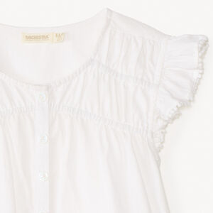 Túnica de manga corta de voil estampado liso para niña 