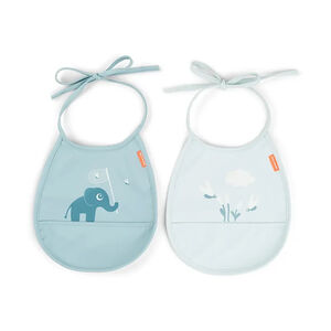 Babero bebé mini con bolsillo pack 2 uds Elphee - Azul 