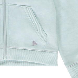 Chaqueta de felpa lisa con capucha y bolsillos para niña 