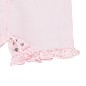 Pelele corto liso con bordado para bebé niña 