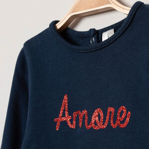 Sudadera de felpa con inscripciones en lentejuelas 