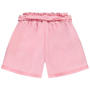 Short de tiro alto en Twill con cinturón para atar niña 