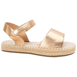 Sandalias rosa dorado efecto satinado con suela de cuerda para niña 