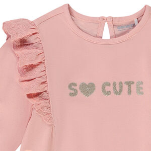 Camiseta de manga larga con volantes y bordados para bebé niña 