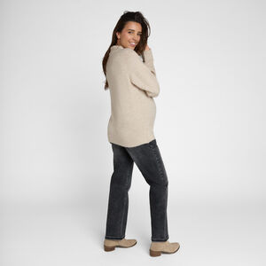 Jersey de manga larga liso con cuello alto para mujer 