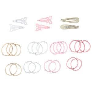 Pack de 6 horquillas y 20 gomas de fantasía niña 