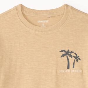 Camiseta de manga corta jaspeada con estampado de palmera para niño. 