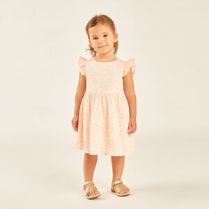 Vestido de manga corta con volante de bordado inglés floral para niña bebé 