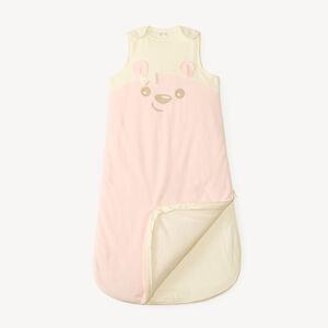 Saco de dormir de terciopelo con mangas desmontables bordado de osito TOG 3 para niña bebé. 