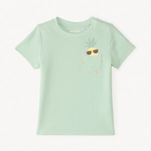 Camiseta de manga corta de punto con bolsillo divertido para bebé niño. 