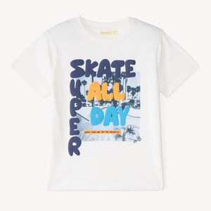 Camiseta de manga corta con estampado de skateboard para niño 