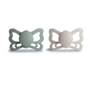 Pack de 2 chupetes de silicona 6-18M Butterfly verde salvia/ gris plata 
