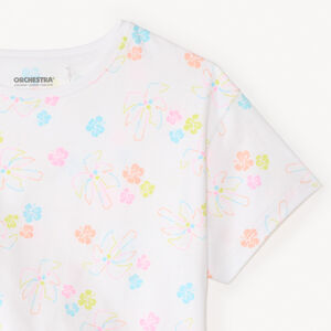 Camiseta de manga corta con nudo y estampado fantasía para niña 