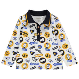 Polo manches longues en coton imprimé panneaux et scooters Main Polo manches longues en coton imprimé panneaux et scooters