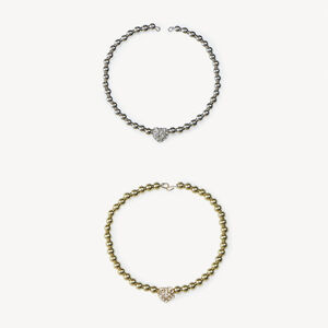Lot de 2 bracelets à perles et cœur pour fille  Main Lot de 2 bracelets à perles et cœur pour fille