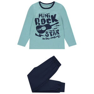Pijama de algodón bicolor estampado guitarra y mensajes Main Pijama de algodón bicolor estampado guitarra y mensajes