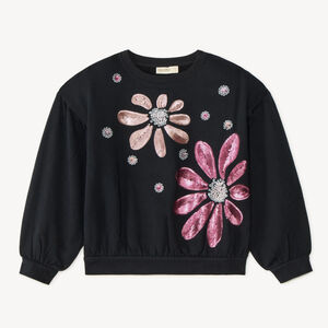 Sweat fille en molleton gratté à fleurs en sequins 