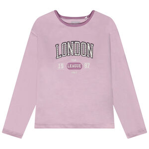 Camiseta de manga larga de jersey con estampado y strass para niña 