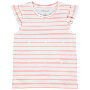 Camiseta de manga corta a rayas y estampada para niña 