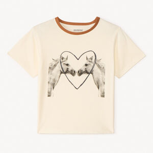 Camiseta de manga corta con impresión fotográfica de caballos para niña 