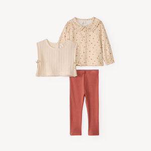 Conjunto de blusa de 3 piezas para bebé niña con estampado de bayas 
