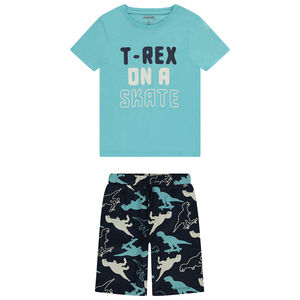 Set pijama corto motivo T-Rex para niño 