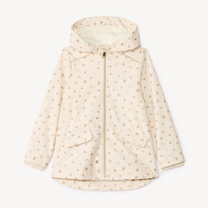 Parka de goma con estampado de corazones brillantes para niña 