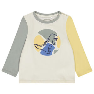 Camiseta de manga larga efecto color block print dino para bebé niño 