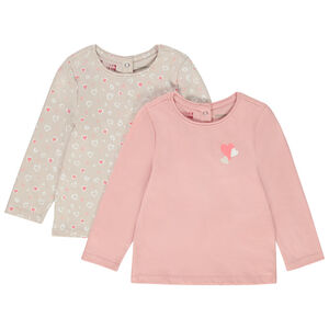 Pack de 2 camisetas de manga larga de jersey para bebé niña 