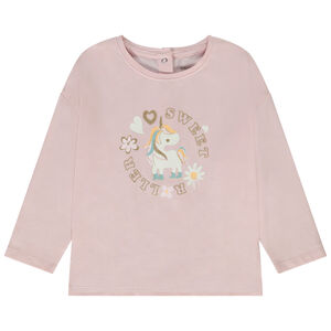 Camiseta manga larga oversize estampado unicornio para bebé niña 