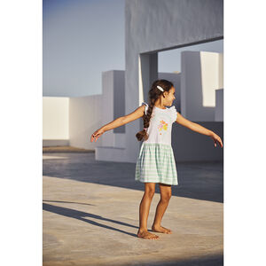 Robe manches courtes volantées et rayures en jersey pour fille 