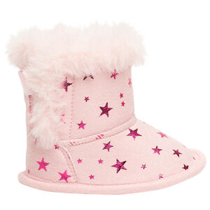 Botines suaves para bebé niña con estrellas y forro de peluche 