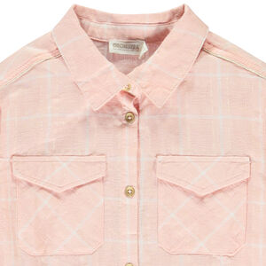 Camisa de manga larga abullonada a cuadros para niña 