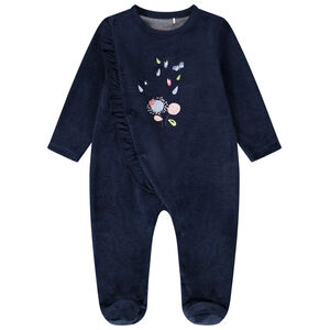 Pelele de terciopelo para bebé niña con diferentes aperturas según la edad 