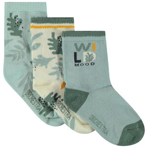 Lote de 3 pares de calcetines con estampado de hojas para bebé niño 