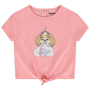Camiseta manga corta Skye La Patrulla Canina + lazo fantasía para bebé niña 