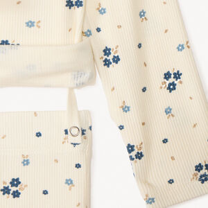 Conjunto de pijama largo de punto de canalé estampado floral para bebé niña. 