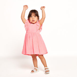 Vestido de manga corta en bordado inglés para niña 