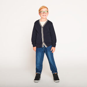 Gilet de punto liso con acabado de canalé para niño 