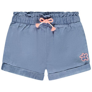 Short con lazo fantasía y flor bordada para bebé niña 