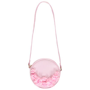 Bolso bandolera de imitación cuero rosa con flores niña 