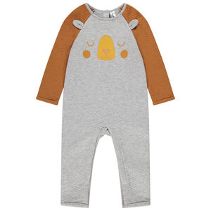 Combinaison longue en double jersey print et broderies petit ours pour bébé garçon Main Combinaison longue en double jersey print et broderies petit ours pour bébé garçon