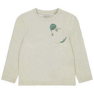 Camiseta de manga larga con bolsillo estampado de animal para niño 