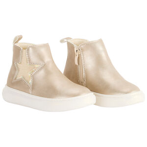 Botines dorados con estrella elástica para bebé niña 