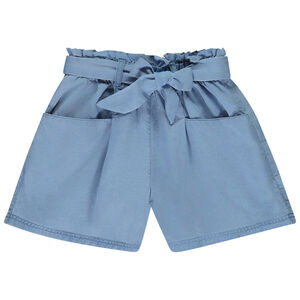 Short de tiro alto en Twill con cinturón para atar para niña  Main Short de tiro alto en Twill con cinturón para atar para niña