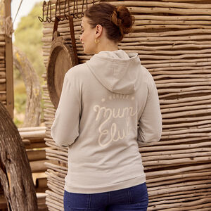 Sudadera de embarazo y lactancia con cremallera y parches de bucle 