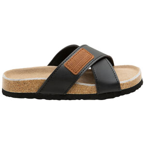 Mules de cuero sintético con etiqueta de gamuza para niño 