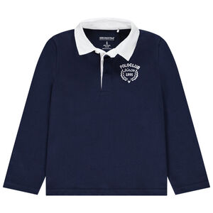 Polo de manga larga bicolor bordado para niño 